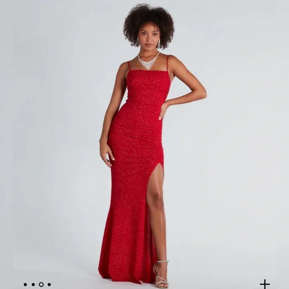 Hayden Ruched Glitter Knit Mermaid Dress- Windsor